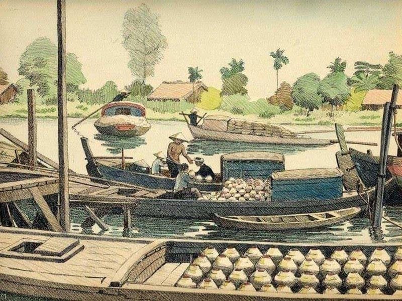 Ghe bầu trên sông Cà ty