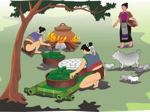 nấu bánh trưng ngày tết