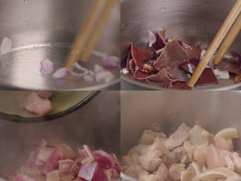 Cách xào giò và nấm thực hiện thịt sầm uất miền Bắc