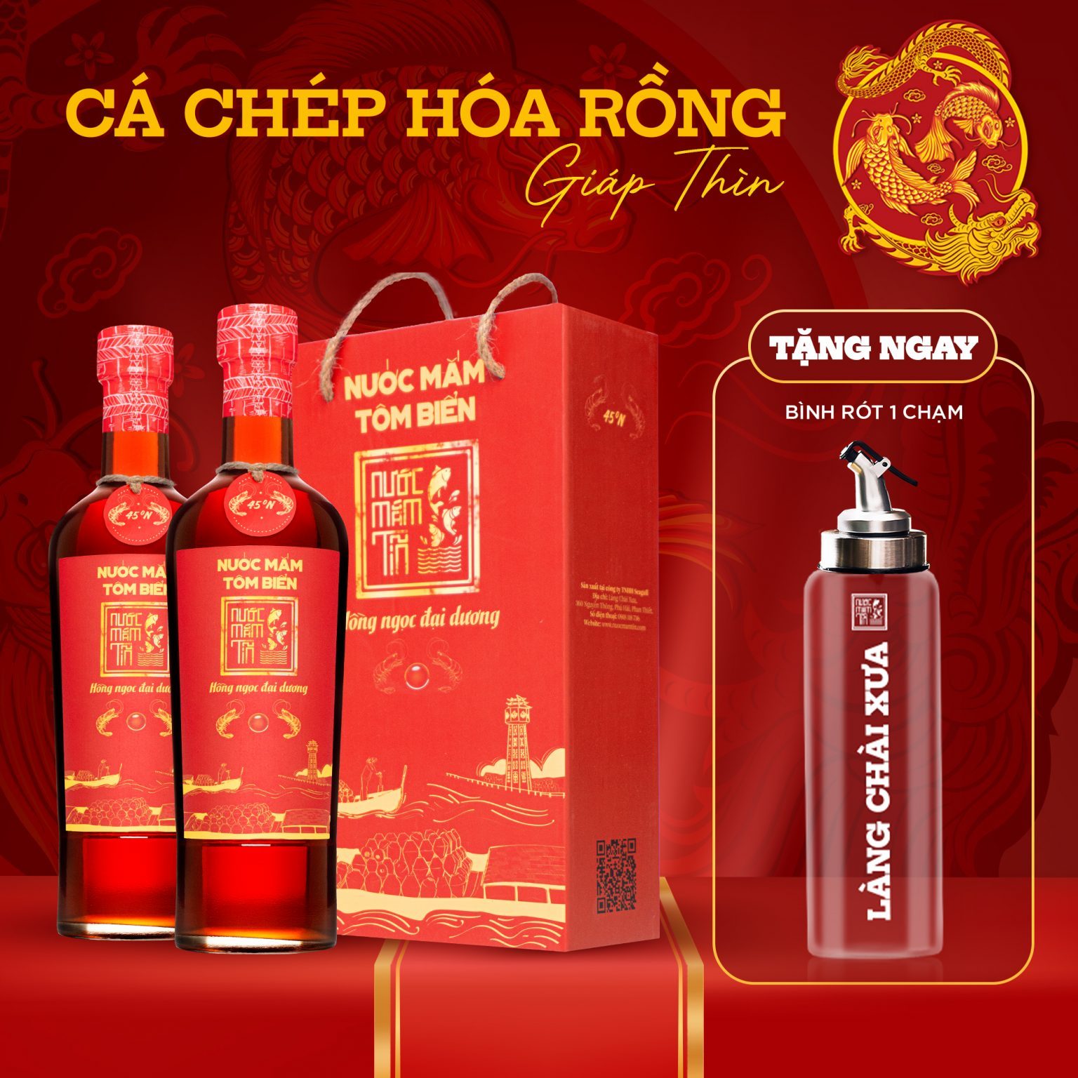 [Quà Tết 2024] Cặp 2 chai nước mắm Tĩn Tôm Biển 500ml