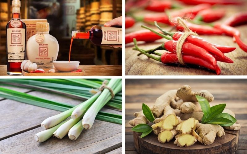 nguyện liệu làm nước mắm chấm ốc