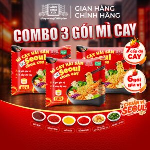 Combo 3 Gói Mì Cay Hải Sản Seoul Chua Cay 7 Cấp Độ 6 Gói Gia Vị Làng Chài Xưa