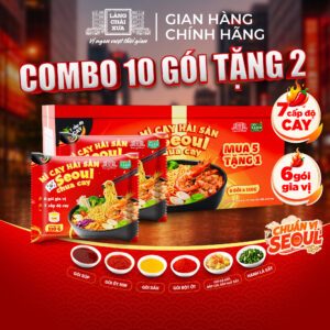 HỘP 10 GÓI TẶNG 2 - Mì Cay Hải Sản Seoul Chua Cay 7 Cấp Độ 6 Gói Gia Vị LCX