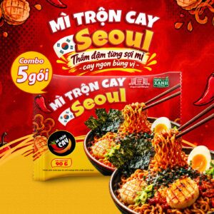 Combo 5 Gói Mì Trộn Cay Seoul thấm đậm từng sợi mì cay thơm bùng vị Làng Chài Xưa